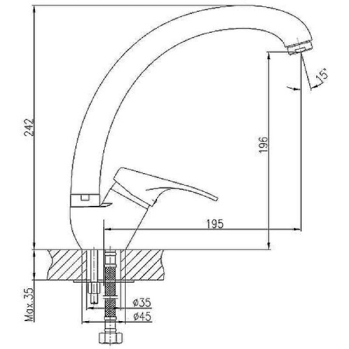 Смеситель для кухни Haiba HB13 HB4113 на мойку хром - фото 3