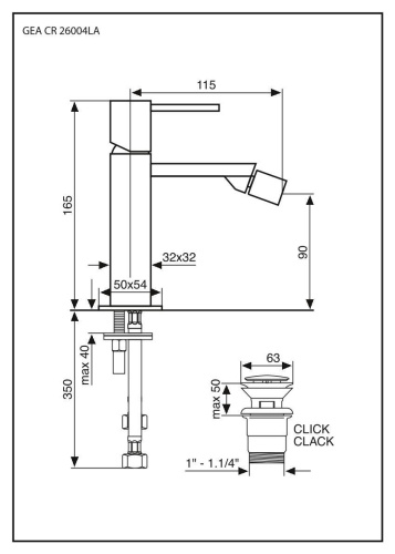 Смеситель Emmevi Gea 26004LA/CR на биде хром - фото 2 Смеситель Emmevi Gea 26004LA/CR на биде хром - фото 2