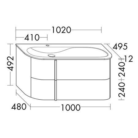 Тумба с раковиной Burgbad Lavo 2.0 SFZS102LG0227F5048C0037 100х50 подвесная цвет белый