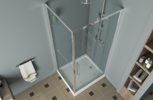 Душевой уголок Bravat Line BS090.2116A 90х90 стекло прозрачное профиль хром без поддона - фото 4