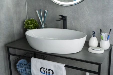 Раковина керамическая Gid Lago 51148 60х40 накладная цвет белый без отверстий под смеситель