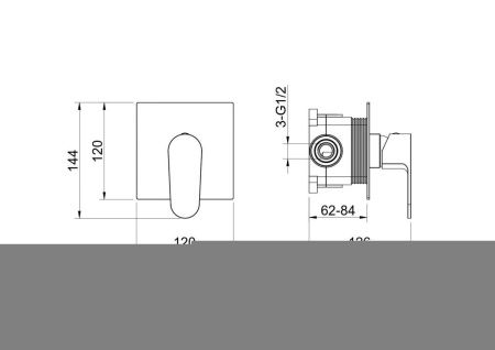 Смеситель для душа Aquatek Оберон AQ1266BG встраиваемый в стену золото