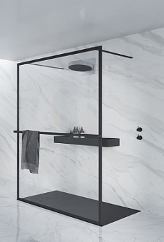 Душевая перегородка Riho LUCID G005029121 90х200 стекло прозрачное профиль черный