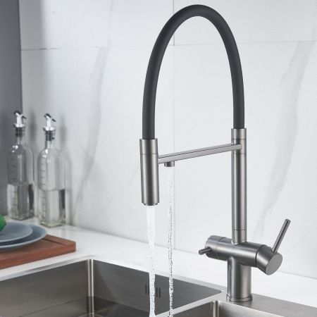 Смеситель для кухни Shevanik S178T на мойку оружейная сталь