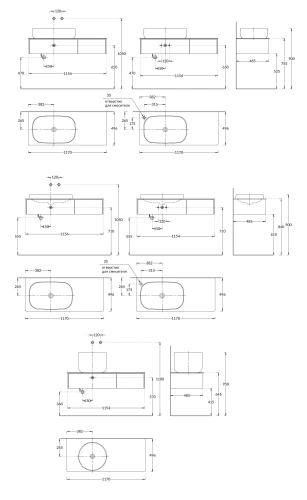 Тумба под раковину Kerama Marazzi MAGIA DI VENEZIA MA.120.2\EGR.M 115х49х22 подвесная цвет серый - фото 2