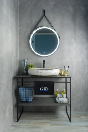 Раковина керамическая Gid Lago 52222 60х40 накладная цвет белый/золото без отверстий под смеситель