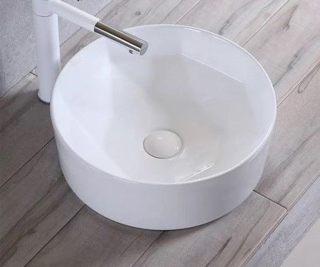 Раковина из сантехнического фаянса CeramaLux 9425 40х40 накладная цвет белый без отверстий под смеситель