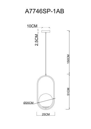 Светильник подвесной Arte Lamp MATISSE (МАТИССЕ) A7746SP-1AB