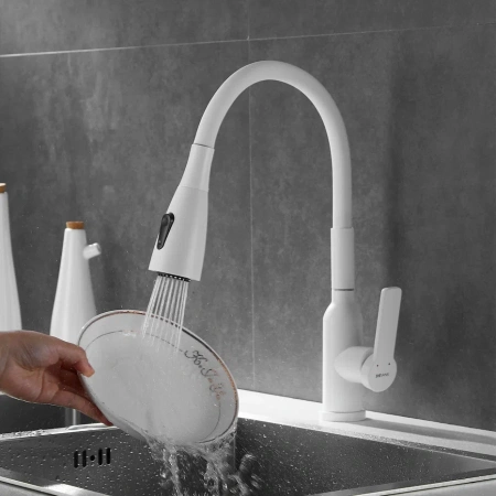 Смеситель для кухни Shevanik S843C-1 на мойку белый