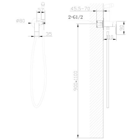 Гигиенический душ со смесителем Abber Weiss Insel AF8025 хром