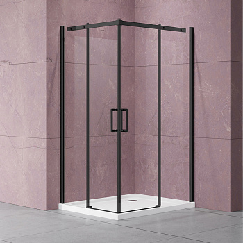 Душевой уголок Vincea Dice VSS-4D900CLB 90х90 стекло прозрачное профиль черный без поддона