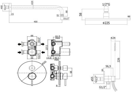 Душевая система Paffoni Light KITLIG018NO встраиваемая в стену цвет черный