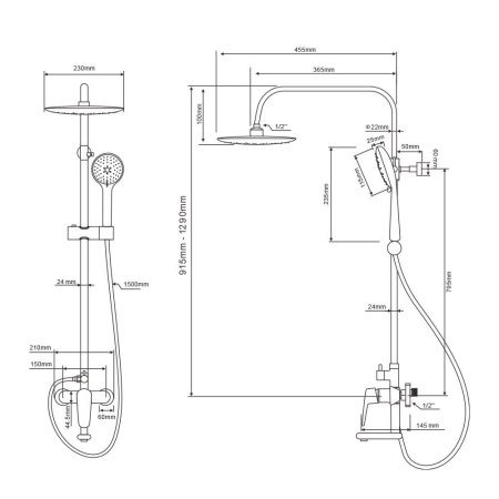 Душевая стойка WesnaArt Nova NOV03-314Black настенная цвет черный