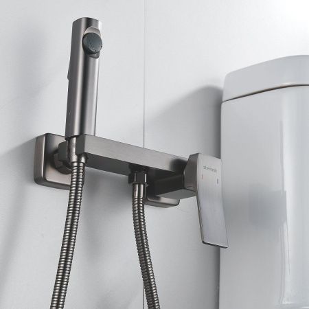 Гигиенический душ со смесителем Shevanik S4005T-1 оружейная сталь