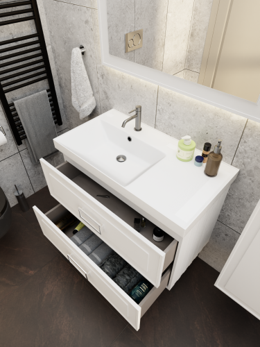 Тумба с раковиной La Fenice Cubo TWIN NFNC-01-CUB-B-90-2-1-90-2L 91х62х49 подвесная цвет белый - фото 5