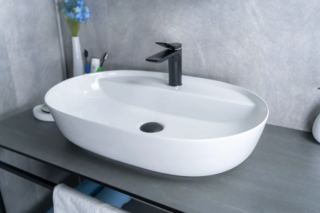 Раковина керамическая Gid Lago 51194 60х40 накладная цвет белый 1 отверстие под смеситель