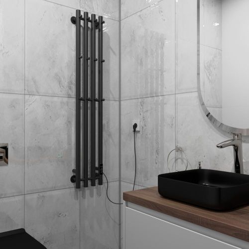 Полотенцесушитель Altasan АргоЛюкс АргоЛюкс12021ЧМ подвесной 21х120 электрический черный муар - фото 2