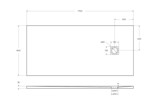 Душевой поддон BelBagno UNO TRAY-MR-UNO-AH-170/80-35-W-BO 170х80 искусственный мрамор белый - фото 5