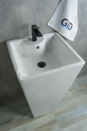 Раковина керамическая Gid Autonomo 81103 50х50 напольная цвет белый 1 отверстие под смеситель