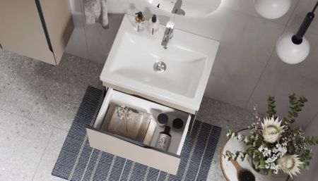 Тумба под раковину Velvex Krona 361 серый камень 60х40 подвесная цвет серый