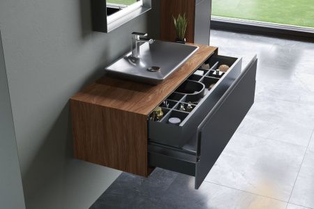 Тумба с раковиной Orka Craft 5001127 120х50 подвесная цвет черный/коричневый