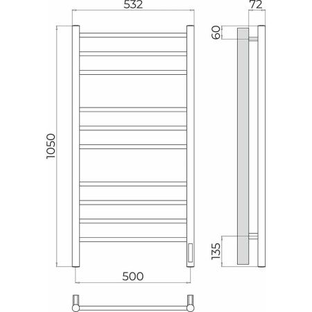 Полотенцесушитель электрический Terminus 4670078544360 55х105 хром
