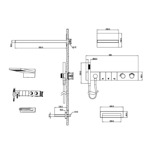 Душевая система Boheme Zodiac 133-2-CR встраиваемая цвет хром - фото 2