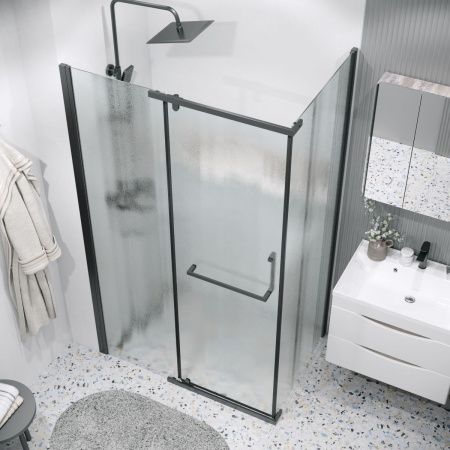 Душевой уголок Grossman Pragma 120.K33.03.1080.21.02 100х80 стекло текстурное профиль черный без поддона