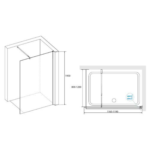 Душевая перегородка RGW Walk In 411002112-41 120х195 стекло текстурное профиль хром - фото 3