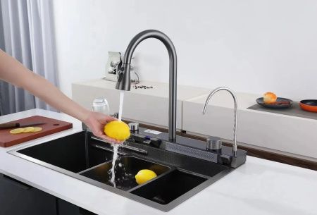 Кухонная мойка Savol S-SC001Q 75х45 цвет серый поверхность матовая