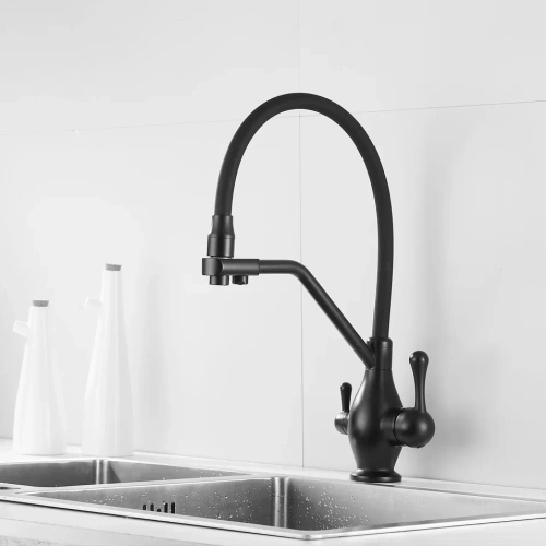 Смеситель для кухни Rose R858H на мойку черный - фото 4