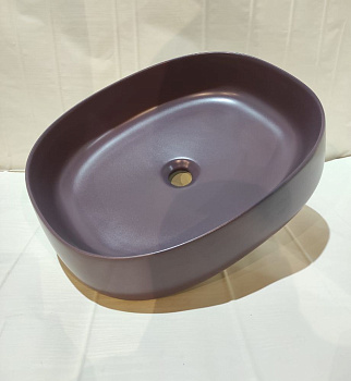 Раковина керамическая White Ceramic Jumper W0717PL 50х40 накладная цвет сливовый матовый