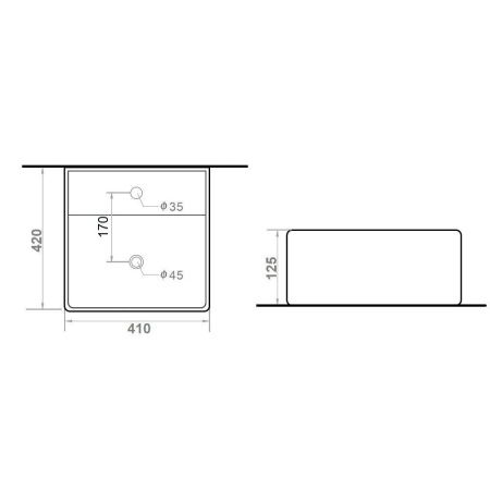 Раковина из сантехнического фарфора Orange B04-405w 40х40 накладная цвет белый