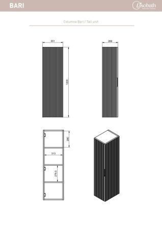 Шкаф-пенал Visobath Bari 70856/Cotton 40х120 подвесной цвет бежевый
