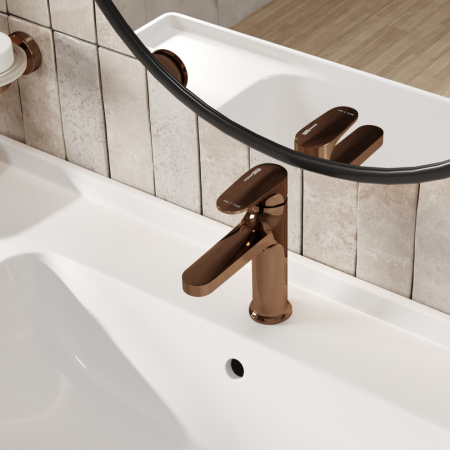 Смеситель WasserKRAFT Asphe 7700 7703 на раковину золото розовое