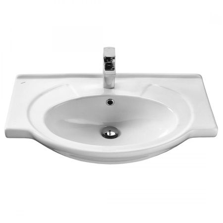 Раковина керамическая Onika Байкал 1WH110259 80х50 накладная цвет белый 1 отверстие под смеситель