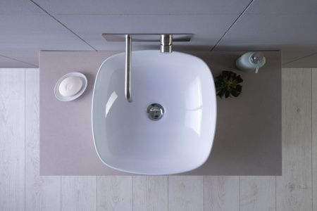 Раковина керамическая Aquanet Trend TREND-1 40х40 накладная цвет белый без отверстий под смеситель