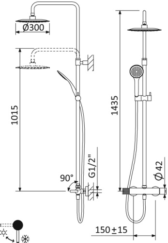 Душевая стойка Cezares LEAF LEAF-CDA-30-L-SS настенная цвет медь - фото 2