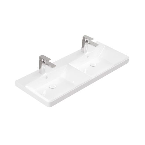 Раковина керамическая Dreja Luxury 11120-KL 120х50 подвесная цвет белый 2 отверстия под смеситель