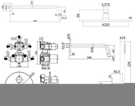 Душевая система Paffoni Light KITLIQ019NO046 встраиваемая в стену цвет черный с термостатом