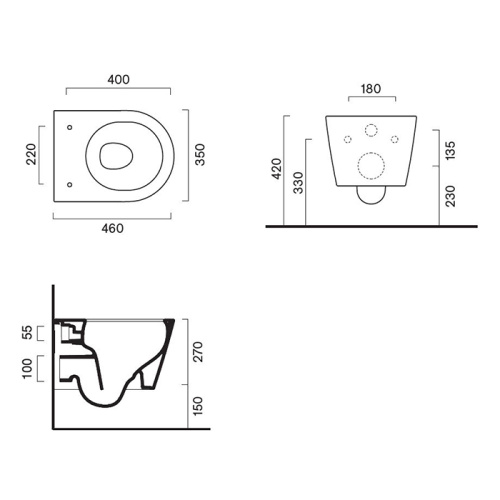 Чаша унитаза подвесная Catalano Zero 111460001 цвет белый без сиденья безободковая смыв торнадо - фото 2