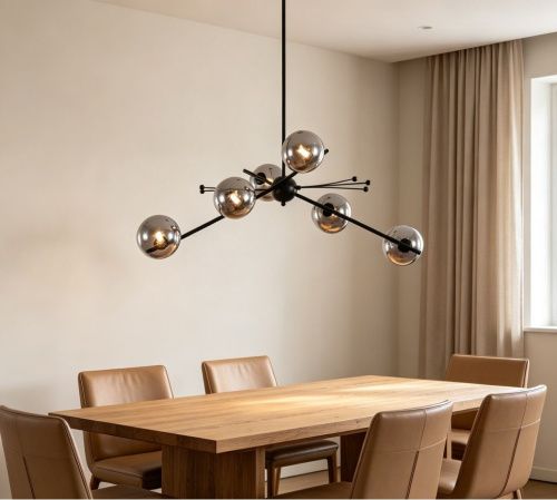 Люстра на штанге Delight Collection 9303P-6 black/smoky - фото 2