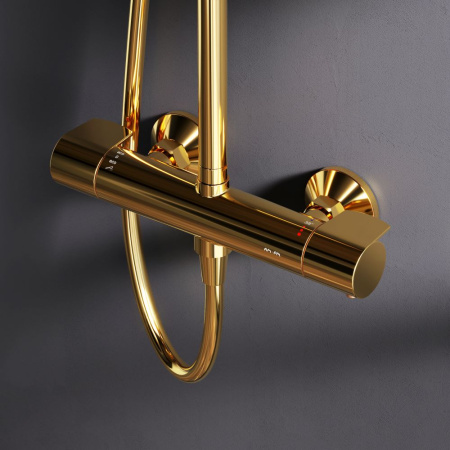 Душевая стойка Am.Pm X-Joy F0785A499 настенная цвет золото с термостатом