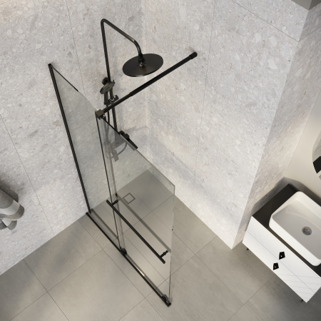 Душевая перегородка Niagara Nova NG-671-90BLACK 90х200 стекло прозрачное профиль черный матовый