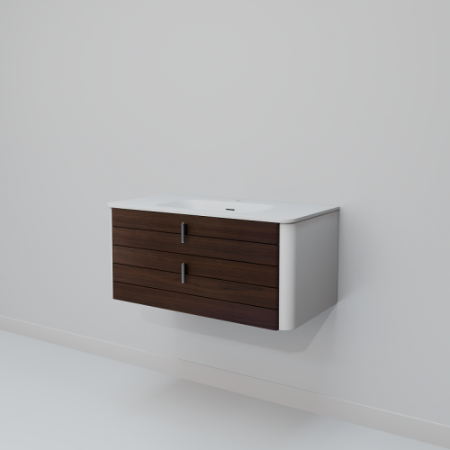 Тумба с раковиной ArtDecco Gabriella (Габриелла) AGB09W24S100 90х50 подвесная цвет коричневый/белый - фото 2