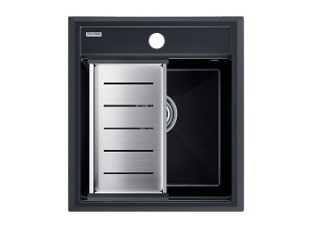 Кухонная мойка + коландер Paulmark PM114651-BLM+A375-BS 46х51 цвет черный металлик