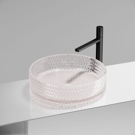 Раковина стеклянная Ceramica Nova CRISTAL CN6061 40х40 накладная цвет розовый без отверстий под смеситель