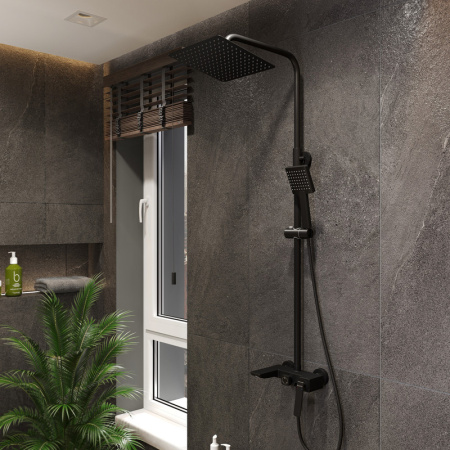 Душевая стойка Bond Cube B02-9488 настенная цвет черный матовый