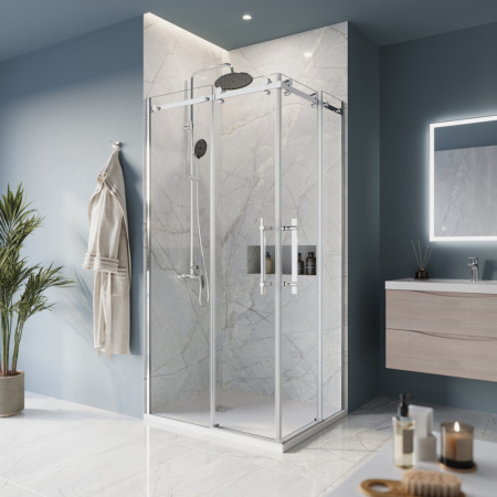 Душевой уголок BelBagno MARINO MARINO-AH-2-100/80-C-CR стекло прозрачное 8 мм