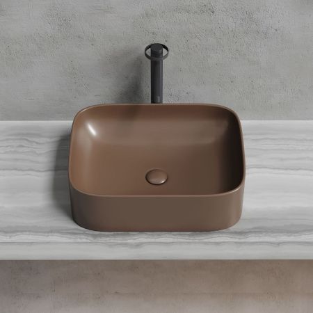 Раковина из сантехнического фарфора Ceramica Nova ELEMENT CN6052MDB 50х40 накладная цвет коричневый без отверстий под смеситель